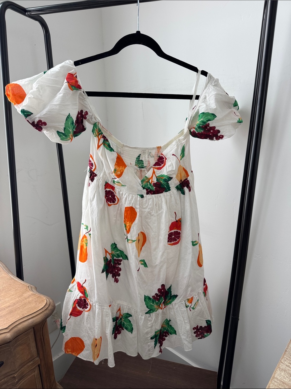 Urban Outfitters White Mini Dress with Orange & Green Fruit Print